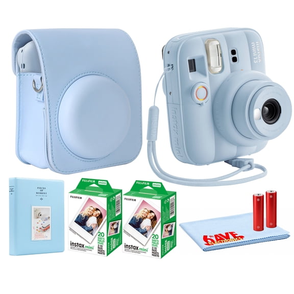 Fujifilm Instax Mini 13 Instant Film Camera Frost Blue | Auto Exposure, Selfie Mirror, Close-Up Mode 40 Sheets Film Carrying Case Photo Album Cleaning Cloth