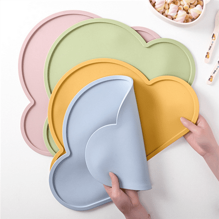 

Silicone Placemat Cloud Shape Food Grade Heat Resistant Kids Plate Mat Kids Portable Placemat for Dining Table Pink