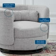 thumbnail image 3 of Armchair Swivel Accent Chair, Black Grey Gray, Fabric, Modern Contemporary, Living Lounge Cafe Room Hotel Lobby Hospitality, 3 of 7