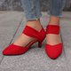 thumbnail image 1 of MKLEKYY Sandalias de Mujer de Playa Sandalias de Tiras Con Punta Puntiaguda de Gamuza para Mujer Con Tacones de Bloque de Color Sólido para desplazamientos, 1 of 3