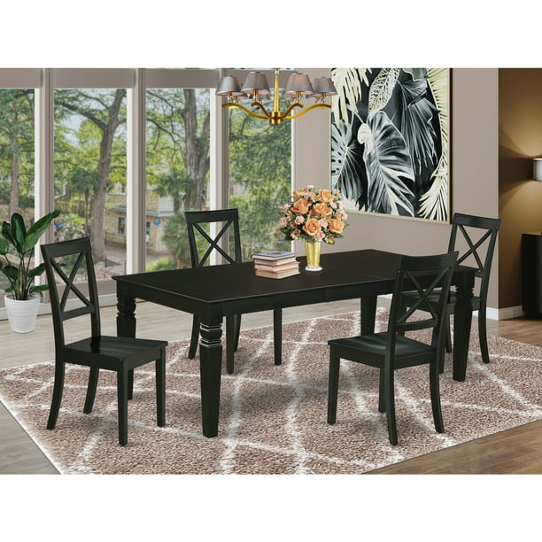 East West Furniture Lgbo5 Blk W 5pc, How Many Chairs For 84 Inch Table