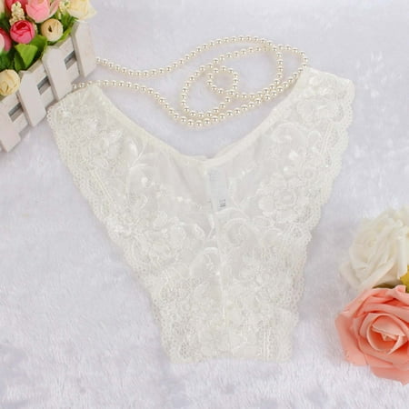SBYOJLPB Womens Underwear Women Sexy Lace See-Through Breathable Soft Briefs Panties Lingerie Underwear White 16(XXXXL)