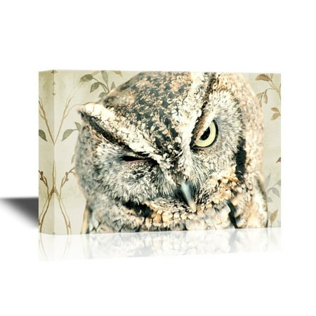 - wall26 Canvas Wall Art - Screech Owl Wink - Gallery Wrap Modern Home Decor | Ready to Hang - 32x48 inches