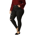 thumbnail image 5 of Agnes Orinda Women's Plus Size High Rise Skinny Ripped Distressed Legging Jeans, 5 of 7