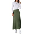 thumbnail image 2 of INSPIRE CHIC Women's Skirt High Waist Stretch Solid Lightweight  Flowy Flare Casual Maxi Skirts S Army Green, 2 of 6