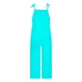 thumbnail image 4 of safuny Women's Wide Leg Cotton Loose Jumpsuits Pocket Teen Fashion Girls Solid Color Relaxed Sleeveless Scoop Neck Trousers Casual Comfy Bandage Adjust Sky Blue S, 4 of 5