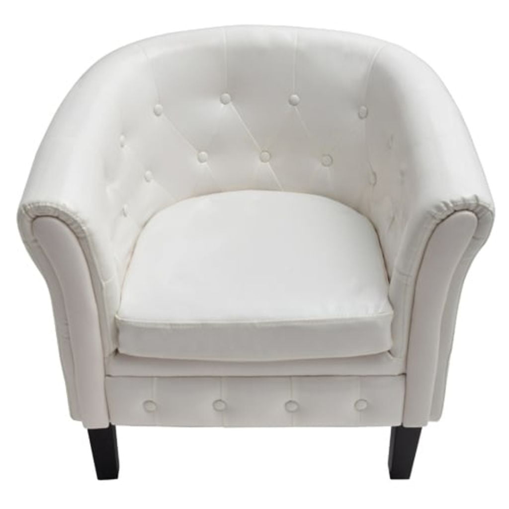 Faux Leather Accent Chair, Fireside Chair with Padded Seat for Living Room, White
