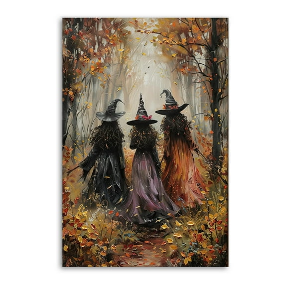 Vintage Halloween Witch Threesome Poster Cool Artworks Painting Wall Art Canvas Prints Hanging Picture Home Decor Posters Gift 12x18inch(30x45cm)
