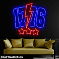 thumbnail image 2 of Craftnamesign 1776 Neon Sign, Happy 4th Of July Wall Art, America Party Wall Decor, 2 of 4