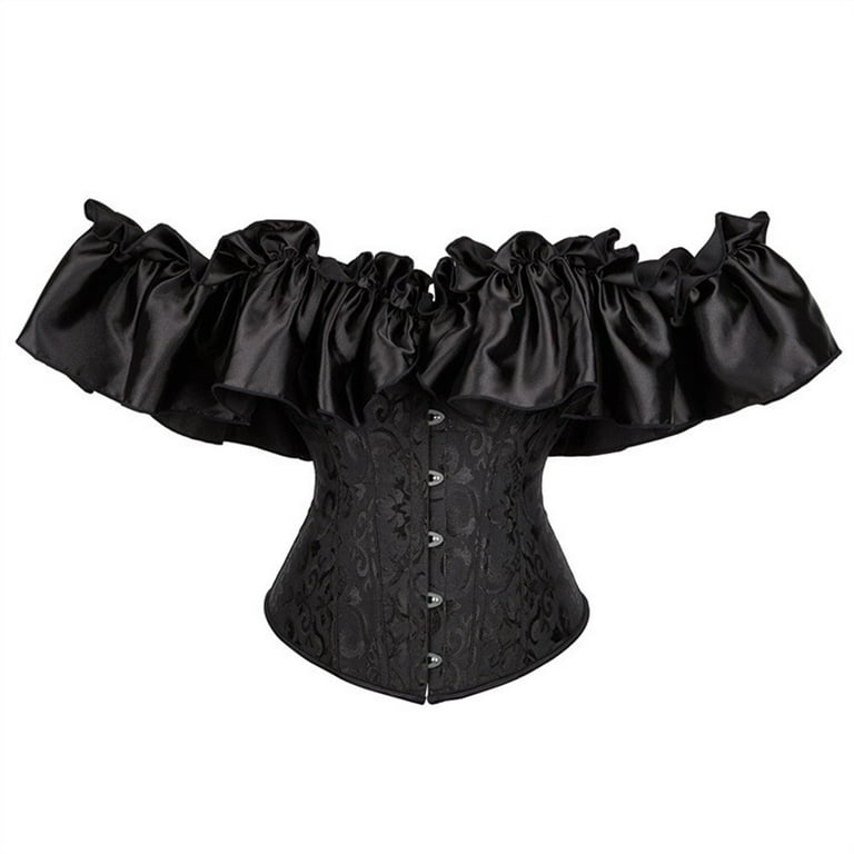 Plus Size Corset Tops for Women Vintage Gothic Off Shoulder Victorian Lace  Bustier Top Halloween Steampunk Clothes Black at  Women's Clothing  store
