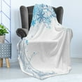 thumbnail image 4 of Winter Soft Flannel Fleece Blanket, Hand Drawn Abstract Tree with Snowflakes for Leaves Soft Colored Image Seasonal, Cozy Plush for Indoor and Outdoor Use, 70" x 90", Blue Grey White, by Ambesonne, 4 of 5