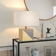thumbnail image 3 of Evelyn&Zoe Severin 18.5" Tall Gold-Dipped Concrete Table Lamp with Fabric Shade in Gold and Concrete/White, 3 of 9