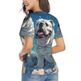 thumbnail image 3 of Vsdgher Starry Sky Cloud Bulldog Women Shirts V Neck Short Sleeve Tops T-Shirt Basic Tees, S to 3XL3X-Large, 3 of 5