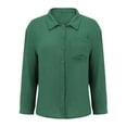 thumbnail image 4 of Razzly Women Button down Open Elbow Shirt Short Sleeve Shirts for Women Casual Summer Women S Tops Short Sleeve Top Tee Women Oversized Linen Shirts for Women Exercise T Shirts for(Dark Green,XL), 4 of 6