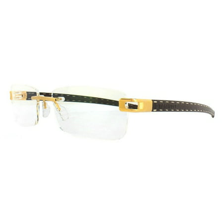TAG Heuer Men's L-Type T 0153 003  Gold Brown Praline Leather Eyeglasses Frames