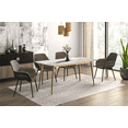 thumbnail image 3 of LeisureMod Zayle Mid-Century Modern Dining Table with a 71" Sintered Stone Rectangular Table Top and Gold Steel Base for Kitchen and Dining Room, White Grey, 3 of 5