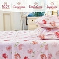 thumbnail image 2 of Floral Queen Sheet Set, 4-Piece Boho Printed Bed Sheets, 16" Deep Pocket, Ultra Soft & Cooling Sheet, Oeko-TEX Certified, Blush Pink Floral, 2 of 7