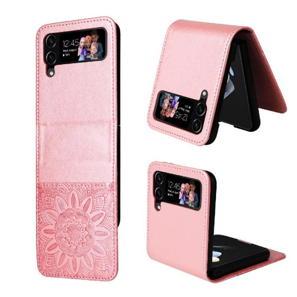 Funda tipo cartera GANGXUN para Samsung Galaxy Z Flip 4 , diseño girasol, cuero PU, soporte, cierre magnético, tarjetero