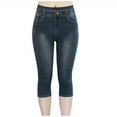thumbnail image 2 of YangJinLian Leggings for Women Pull On Capri Jeans Stretchy Jean Capris High Waisted Denim Capri Leggings Casual Pants Navy, 2 of 3