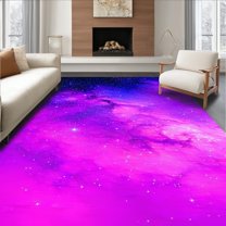 Flatwoven High Traffic Area Rug, Lively Galactic Nebula Aesthetic, Non Slip, Stain Resistant, Washable Area Rugs for Living Room, Bedroom(Purple, 8X10)