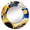 thumbnail image 2 of Designart "Abstract Pattern with Blue and Golden Textures XIII" Minimalism Round Mirror Wall Décor Traditional - Large Blue Round Mirror - Round Mirror 29" x 29" Inch, 2 of 5
