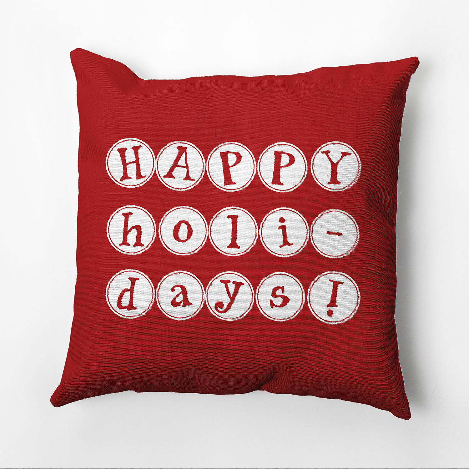 Simply Daisy 16" x 16" Happy Holidays Polyester Indoor/Outdoor Pillow, Red (1 count)