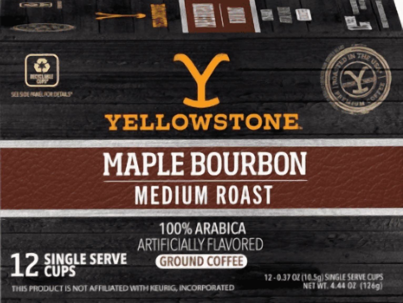 Yellowstone Maple Bourbon Medium Roast Coffee Single Serve Pods 12 ct, 3 pack