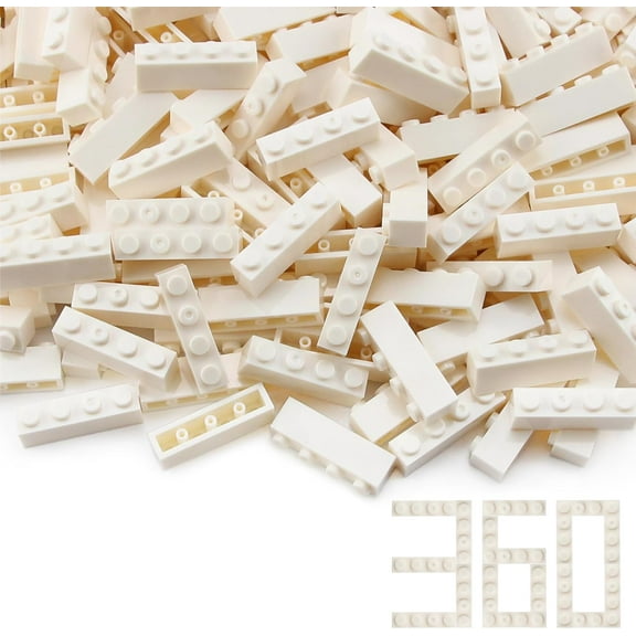 360 Pieces 1x4 Bricks White Basic Parts Building Creative Play Blocks Set Toy Compatible with 3010 3066 Major Brick Brands