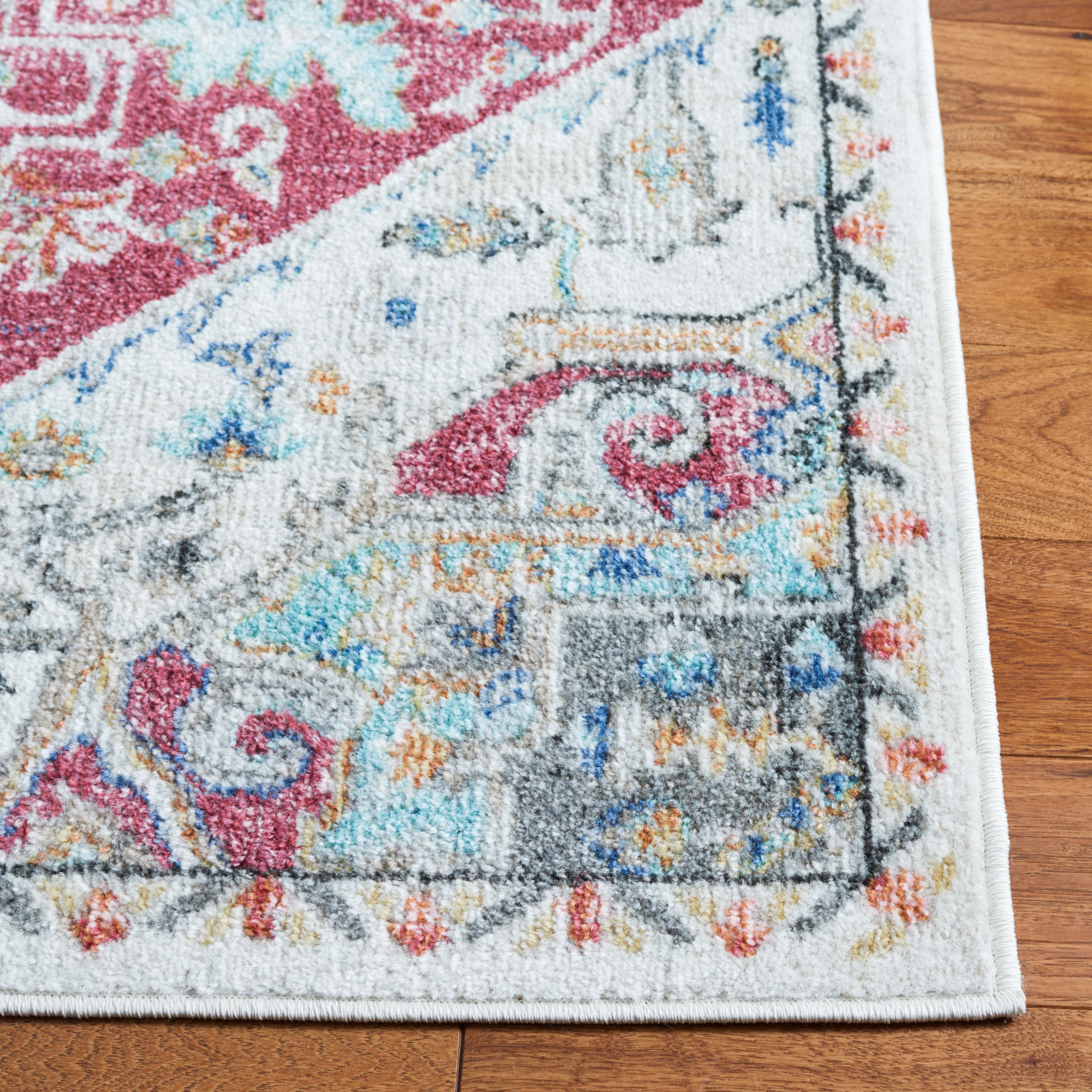 SAFAVIEH Phoenix Beulah Abstract Area Rug, Red/Ivory, 6'7" x 6'7" Square