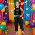 thumbnail image 2 of Kids Dance Sequin Black Dance Sleeveless Tank Top and Pants Set Girls Clothes Performance Dancewear 8-9 Years, 2 of 4