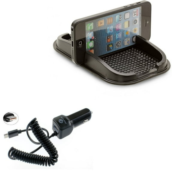 3.1A Car Charger w Non-Slip Car Mount for OnePlus 9, Nord N200 5G/N100/N10 5G, Pro Phone - Type-C Power Adapter, Dash Holder Stand P3P for OnePlus 9, Nord N200 5G/N100/N10 5G, Pro