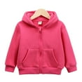 thumbnail image 3 of GYRATEDREAM Baby Boys Girls Fall Winter Hooded Jacket Toddler Long Sleeve Zip Up Cotton Thick Hoodie Coat with Pockets Kids Warm Windpoof Outerwear Rose Red for 12 Months-10 Years, 3 of 8