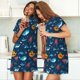 thumbnail image 4 of Fotbe Ocean Floor Animals Bata de Dormir para Mujer con Estampado, Camisón de Algodón de Manga Corta, Ropa de Dormir Casual, 4 of 6
