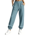 thumbnail image 3 of AherBiu Jogging Pants for Women Cinch Bottom Sweatpants Baggy Loose Fitted Elastic Waisted Casual Sweat Pants with Pockets(Medium,Light Blue), 3 of 8