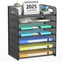 Samstar Desk Organizer with Handle, Paper Organizer Letter Tray File Rack Paper Storage Holder Shelves,7 Tier