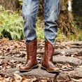 thumbnail image 2 of Men's Western Cowboy Boots, Square Toe Embroidered Mid-Calf Pull-On Boots, Durable Casual Riding Work Boots, Black/Brown Options, 2 of 6