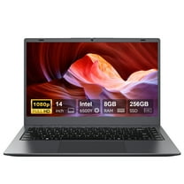 HYYUO 14inch Laptop Compter, 8GB RAM 256GB ROM Intel 6500Y with 2 Cores, Up to 3.4GHz, With Office 2024 Windows 11 WiFi 5 BT5.0 for Business, Beginners, Student, Dark Gray