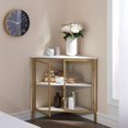 thumbnail image 3 of VECELO Corner Cabinet/Table, 3-Tier Shelves with Protection Door, Metal Frame Storage Shelf Organizer for Small Space, Living Room, Kitchen, Bathroom, Set of 1, Gold, 3 of 7