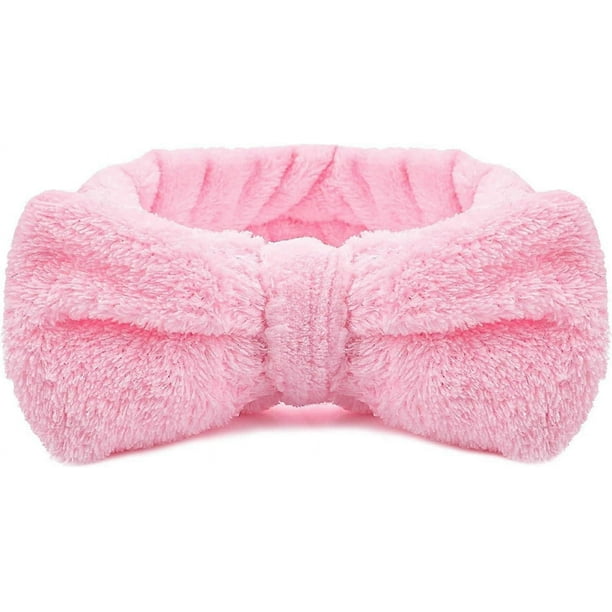 SpaMakeup Headbands Coral Fleece Elastic Headband Washing Face Hair Wrap for Washing Face Shower Sports Beauty Skincare (pink)