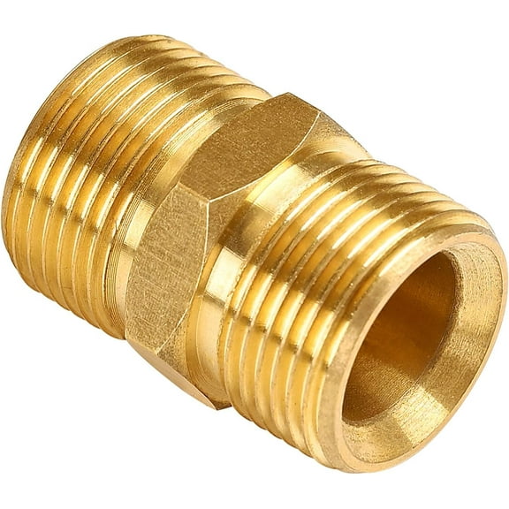YAMATIC Pressure Washer Hose Connector, Solid Brass M22-14mm Male Coupler Adapter, 5000 PSI Extension Fitting, 1 Pack