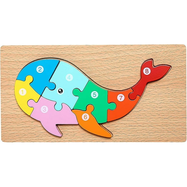 Rompecabezas De Madera De Dibujos Animados para Niños De 3 A 5 Años,Formas Números Aprendizaje Rompecabezas De Juguetes Educativos De Desarrollo,Niños Niñas Regalo para Bebés Juego Preescolar Rom