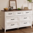 thumbnail image 3 of Lofka 47.2" Dresser for Bedroom with 6 Double Drawers, Farmhouse Wood Storage Cabinet with Smooth Metal Handle, 3 of 11