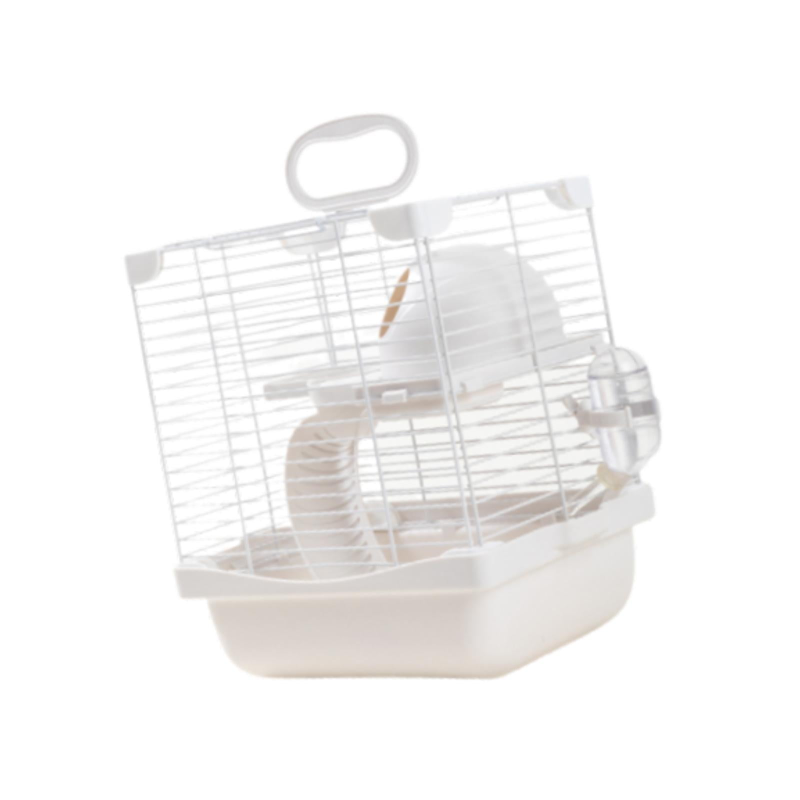 EHJRE 2 Tiers Hamster Cage Enclosure Portable for Mouse Rat with Water Bottle, Food Bowl High Chassis Design Versatile 7.4x9x11inch White