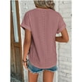 thumbnail image 4 of JGGSPWM Women's Summer Trendy Going Out Loose Comfy Dressy Casual Eyelet Short Sleeve Pullover Blouse Tops Watermelon Red S, 4 of 6