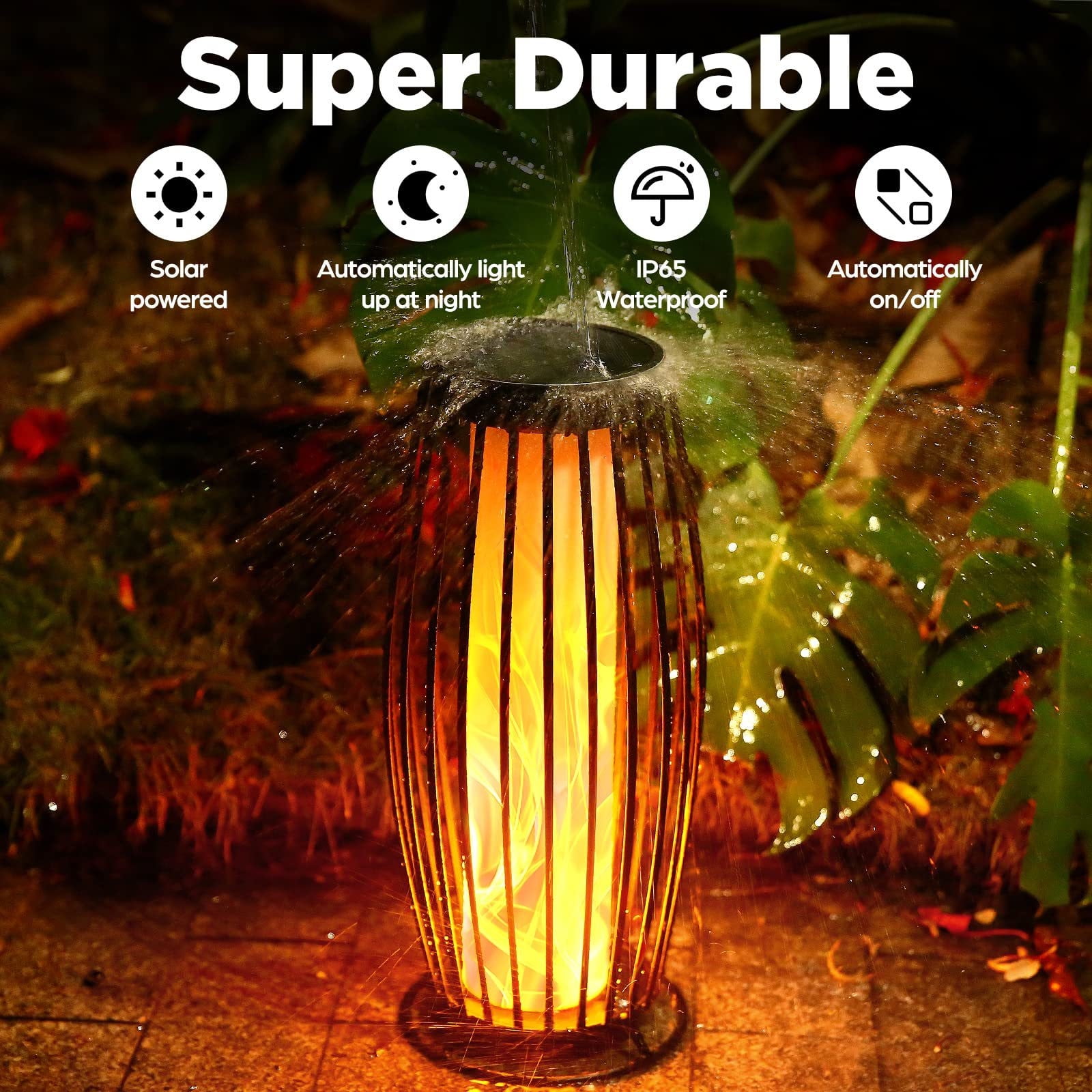 Lot De 2 Lampes Solaires De Jardin - IP65 étanches - Allumage Automatique - Lumière Blanche Chaude