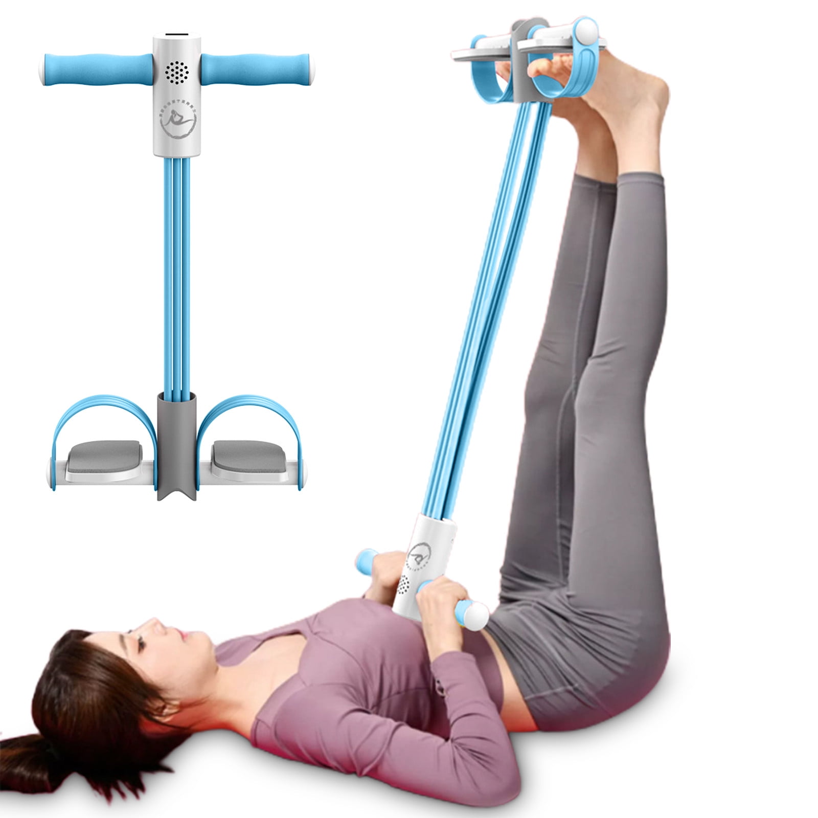 Meitianfacai Multifunction Tension Rope Fitness 3-Tube Pedal Puller Resistance Band Exercise Bands for Abs/Waist/Arm/Leg Stretching Slimming Training Equipment(Blue)