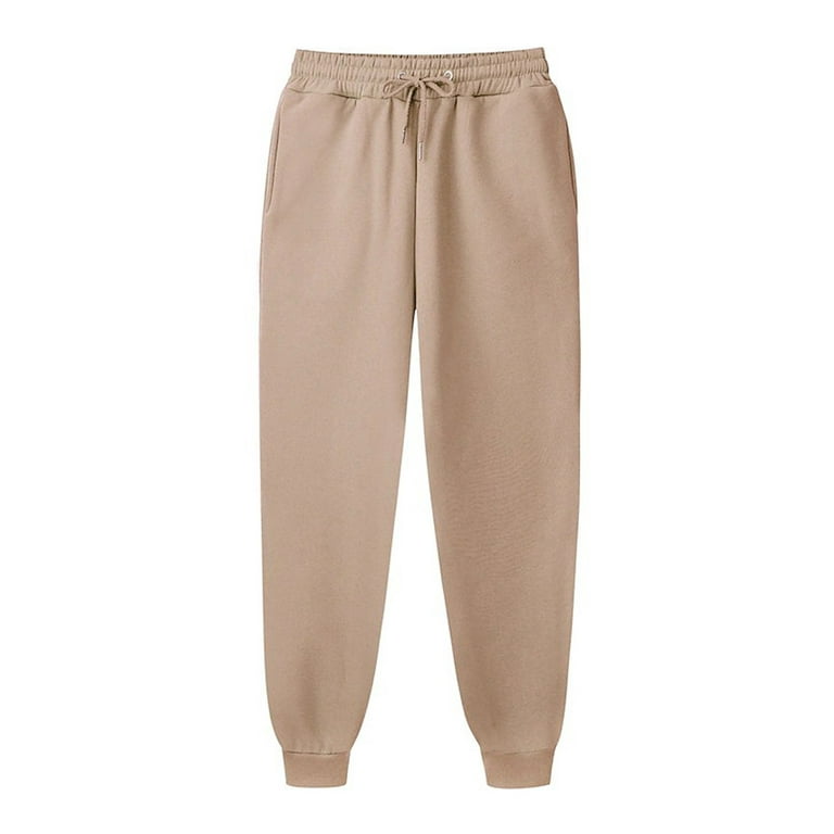 QWANG Khaki 2023 New Spring And Summer Women's Fashion Sport Solid Color  Drawstring Pocket Casual Sweatpants Pants 