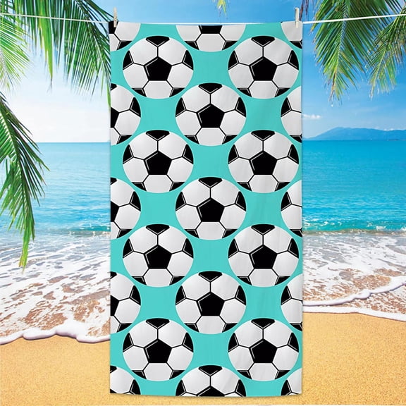2025 New Football Beach Towel Soccer Themed Microfiber Bath Towel for Adults Seaside Quick Dry Towel (2)