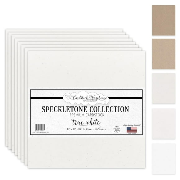 Cardstock Warehouse Speckletone True White/Off White Card Stock Paper – 25 Sheets, 8.5 x 11", 100 lb/270 gsm – 100% Recycled Premium Matte Cardstock for Cardmaking, Printing, and DIY Craft Projects