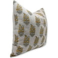 thumbnail image 2 of Fabdivine Block Print Throw Pillow Cover, 16x16 Inch Thick Linen Handmade Cushion Cover, Floral Print Boho Design Mustard Pillow Cover for Sofa and Couch, 2 of 5